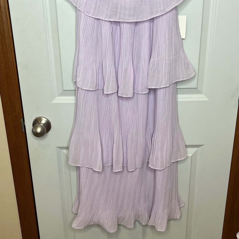 Lulus NEW Gala Ready Lavender Off-the-Shoulder Ruffle Midi Dress LARGE - Picture 6 of 10